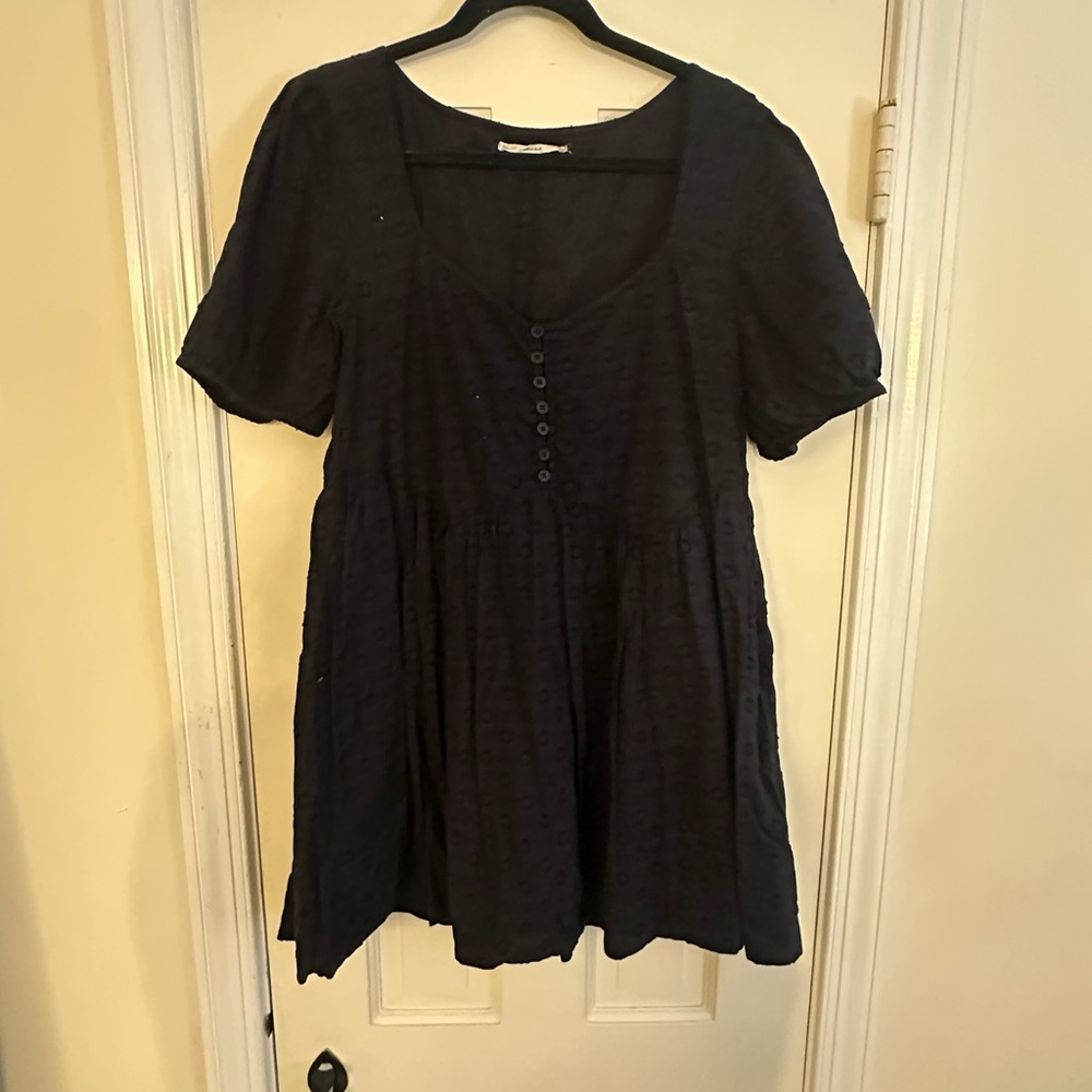 Kimchi Blue Black Smocked Mini Dress